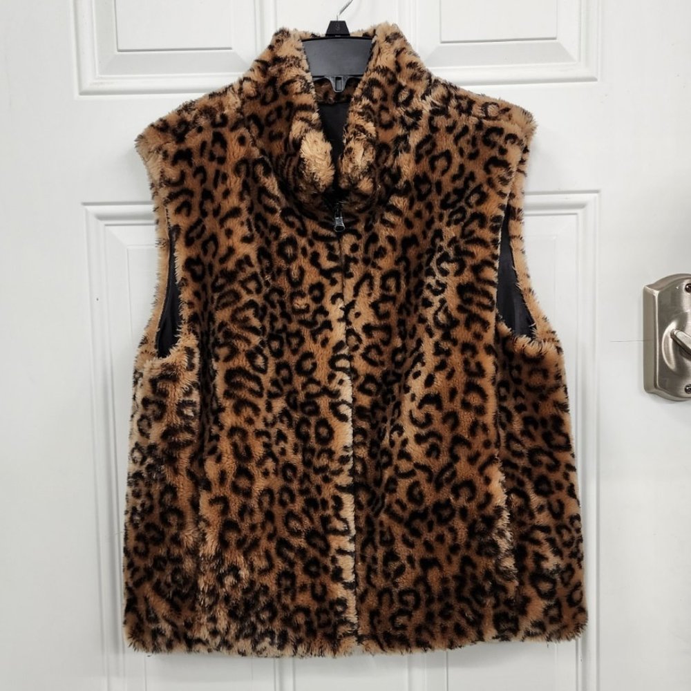 Carolina Colours Animal Print Faux Fur Vest - Reversible - Size Medium